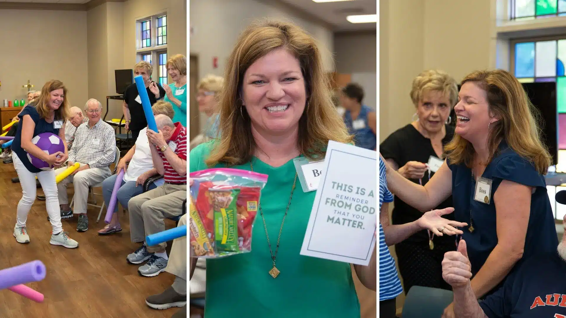 Daphne Johnston engaging with community members through activities, smiles, and spreading encouragement at a Respite for All event.