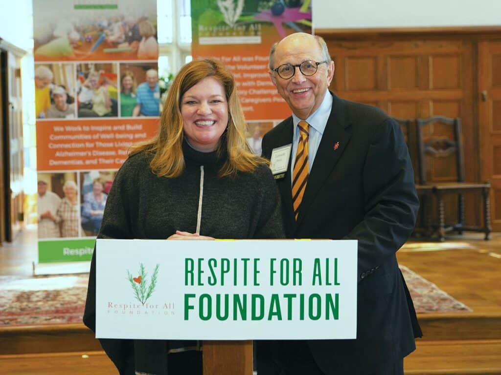 Daphne Johnston and Bishop Lawson Bryon at a Respite for All Foundation event.